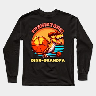 Vintage Funny Prehistoric Dino-Grandfather Comboy Dinosaur Basketball Long Sleeve T-Shirt